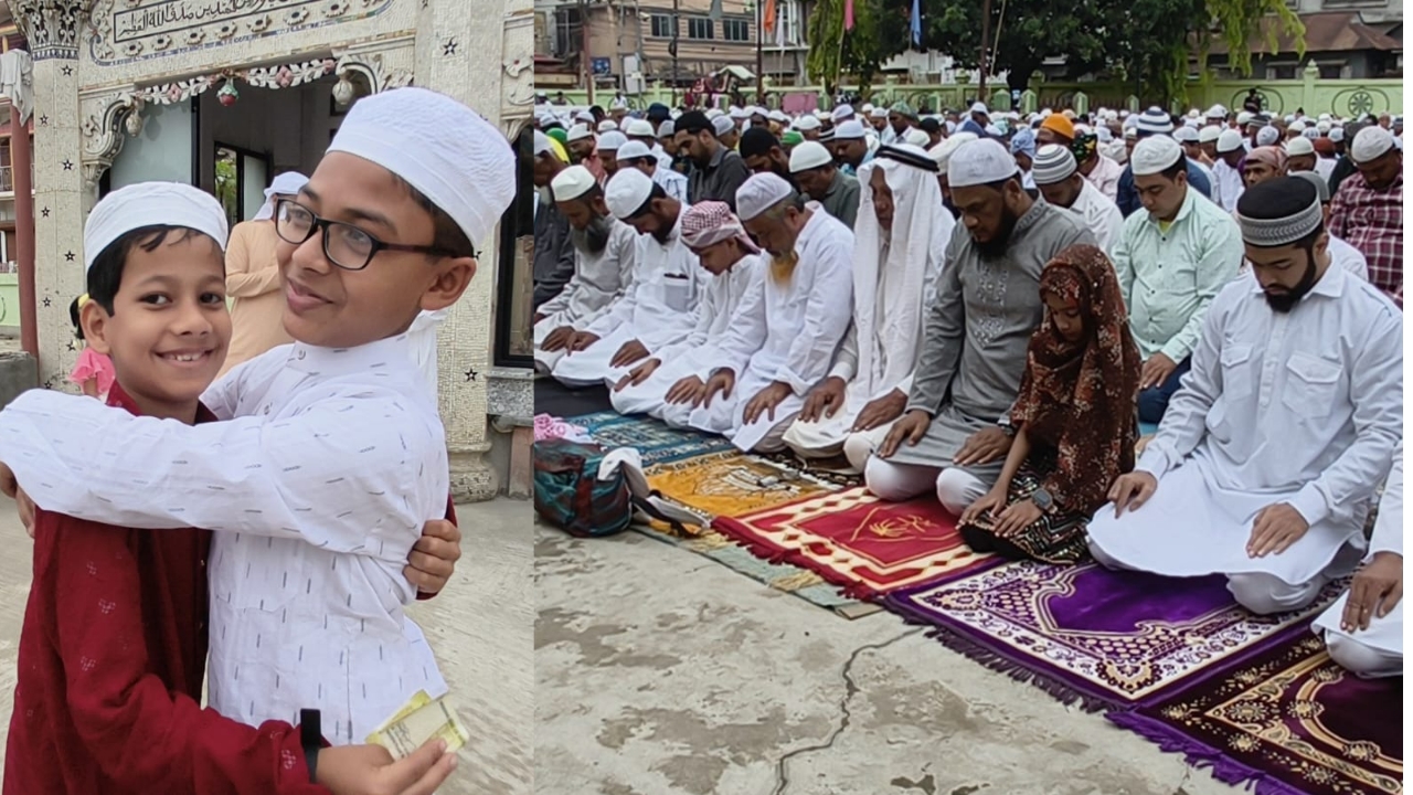 এক মাস সিয়াম সাধনার পর আগরতলার গেদু মিয়া মসজিদে ঈদের জামাত, আলিঙ্গনে ছড়াল সম্প্রীতি ও ঐক্যের বার্তা