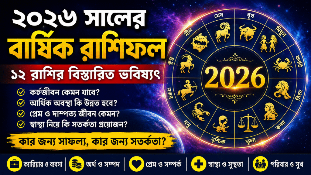 ২০২৬ সালের বার্ষিক রাশিফল: নতুন বছরে কোন রাশির ভাগ্যে কী অপেক্ষা করছে? জেনে নিন ১২ রাশির বিস্তারিত ভবিষ্যৎ